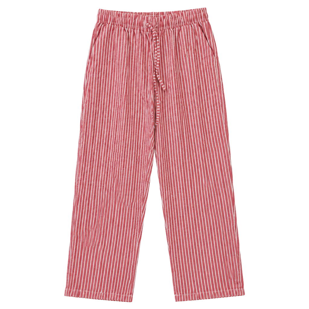 Unbranded Red Striped Lounge Pants Size L Drawstring Casual 1