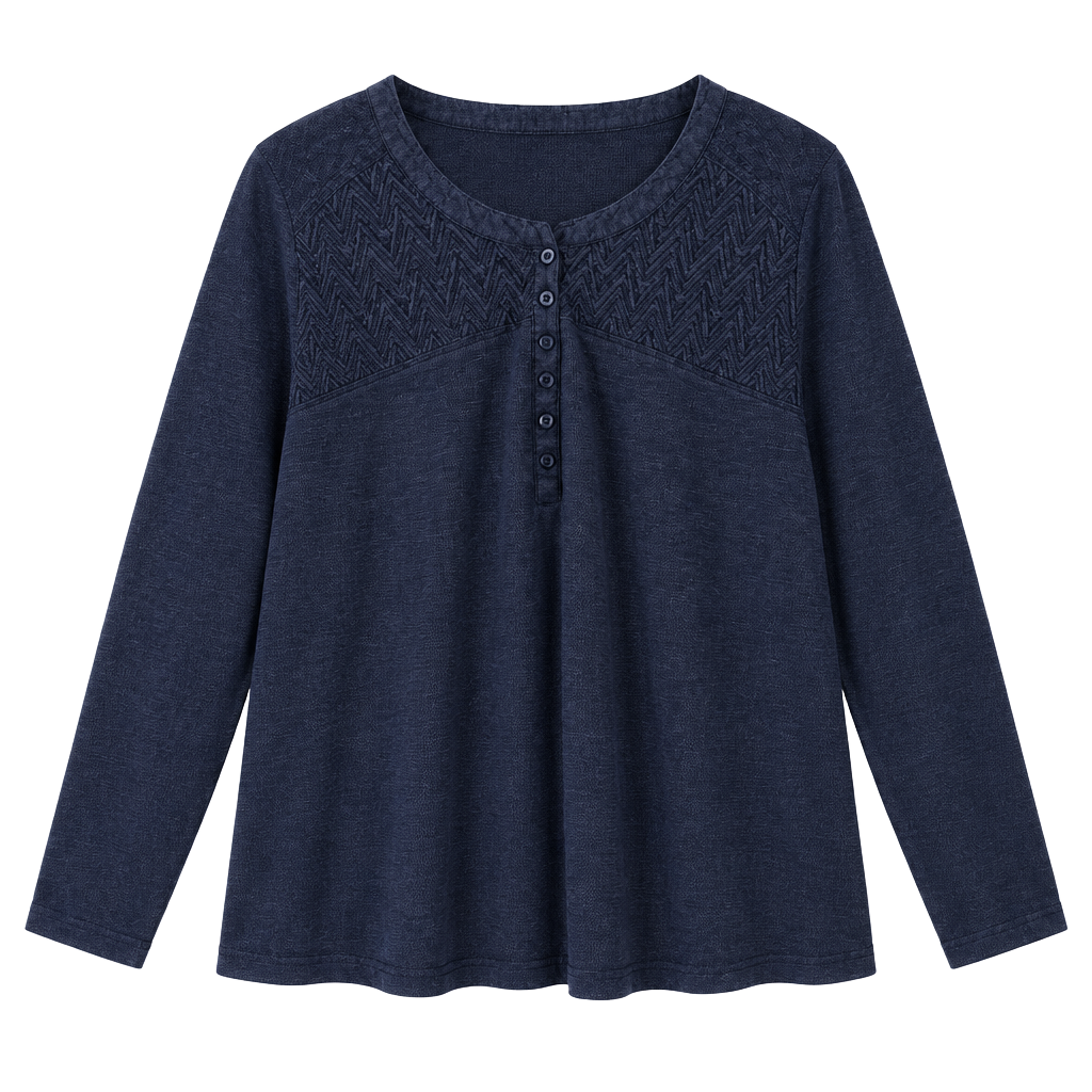 NorthCrest Long Sleeve Thermal Top Size 3X Blue Henley 1