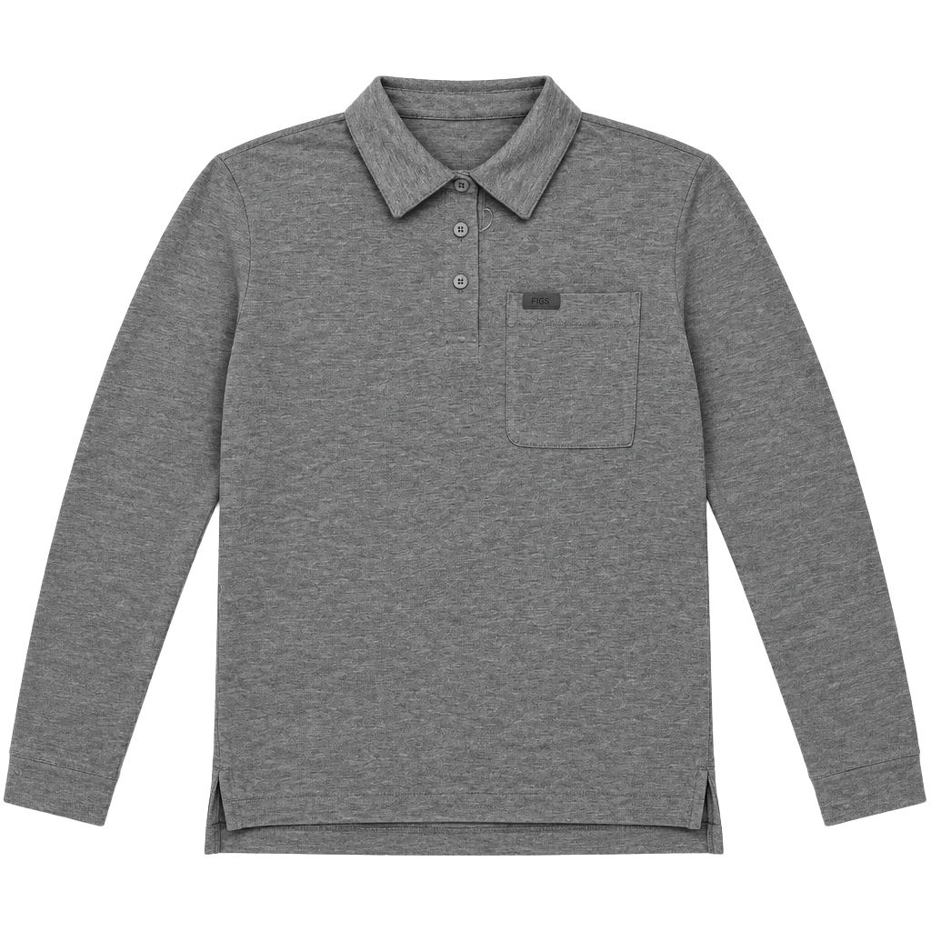 FIGS Long Sleeve Polo Shirt Gray Size XS New with Tags 1