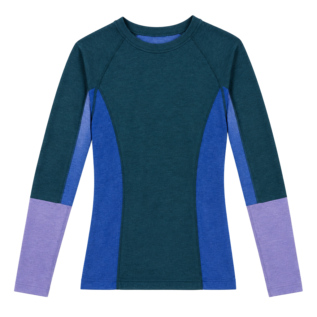 Lululemon Long Sleeve Wool Shirt Size 10 Blue Colorblock 1