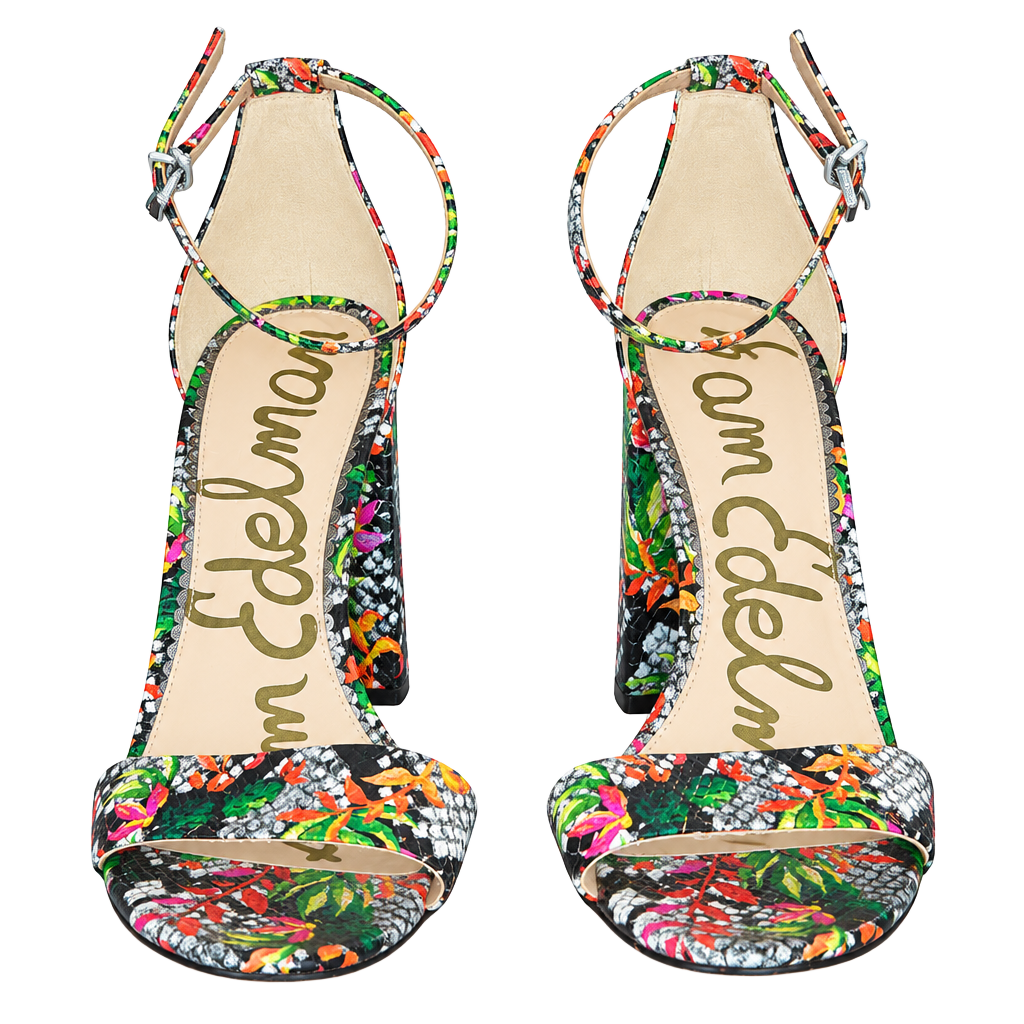Sam Edelman Yaro Block Heel Sandals Size 9.5 Multi Snake Floral 1