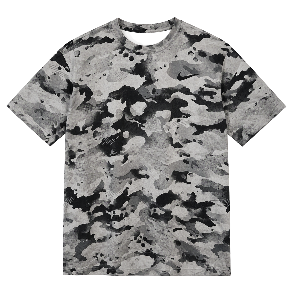 Nike The Nike Tee Camo Dri-Fit Size 2XL Gray T-Shirt 1