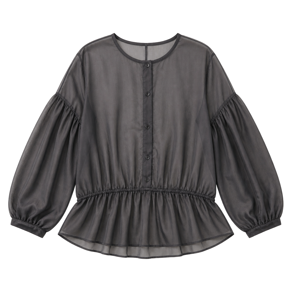 HAVE Black Sheer Button-Down Blouse Size 1X 1