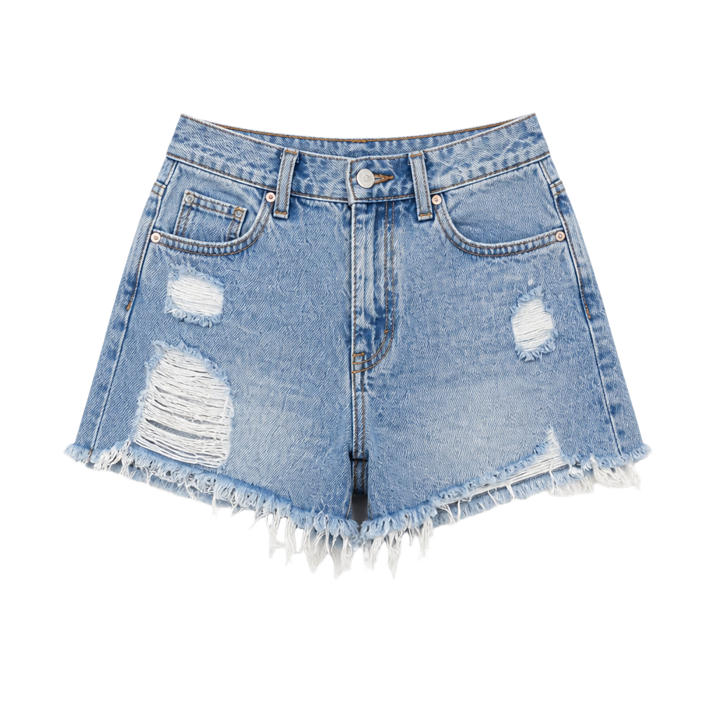 Cotton:On High Waisted Distressed Frayed Hem Denim Shorts 1