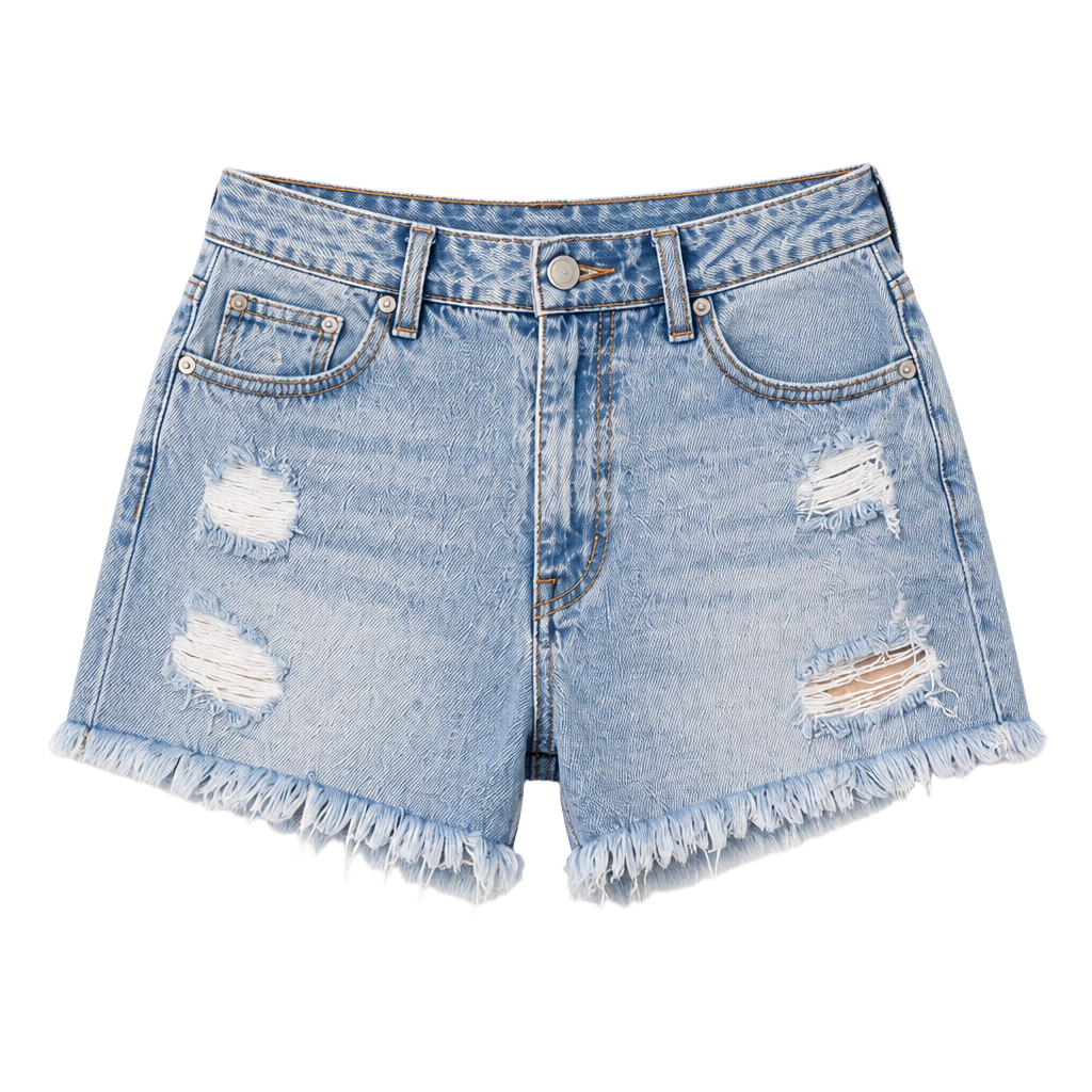 Studio Blue Women's Light Wash Distressed Frayed Hem Denim Shorts 1