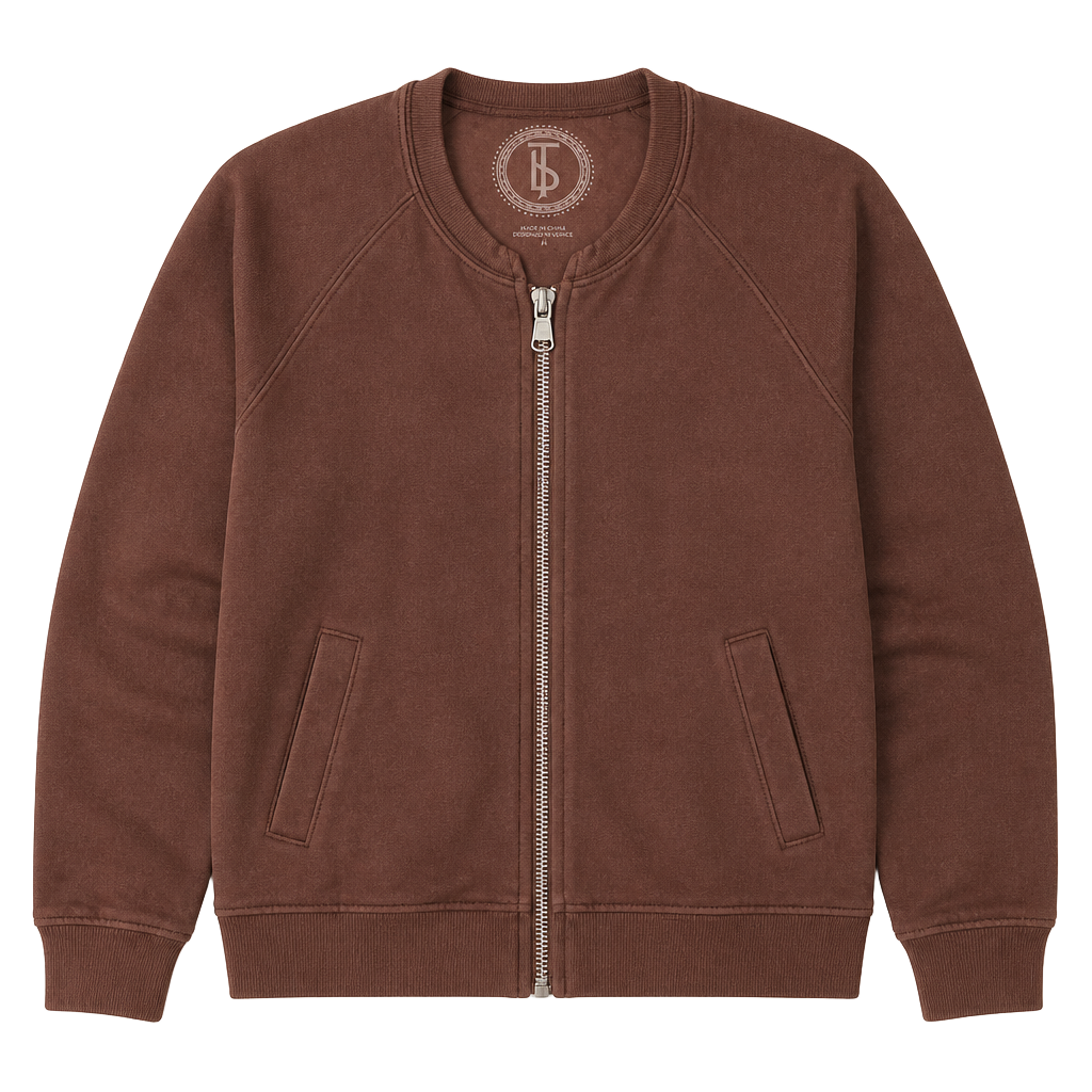 Women's Brown Drawstring zip-through hoodie 1