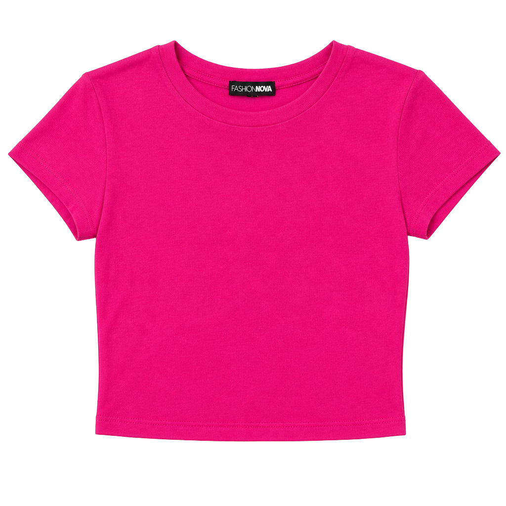 Fashion Nova Hot Pink Short Sleeve Crew Neck Crop Top 1