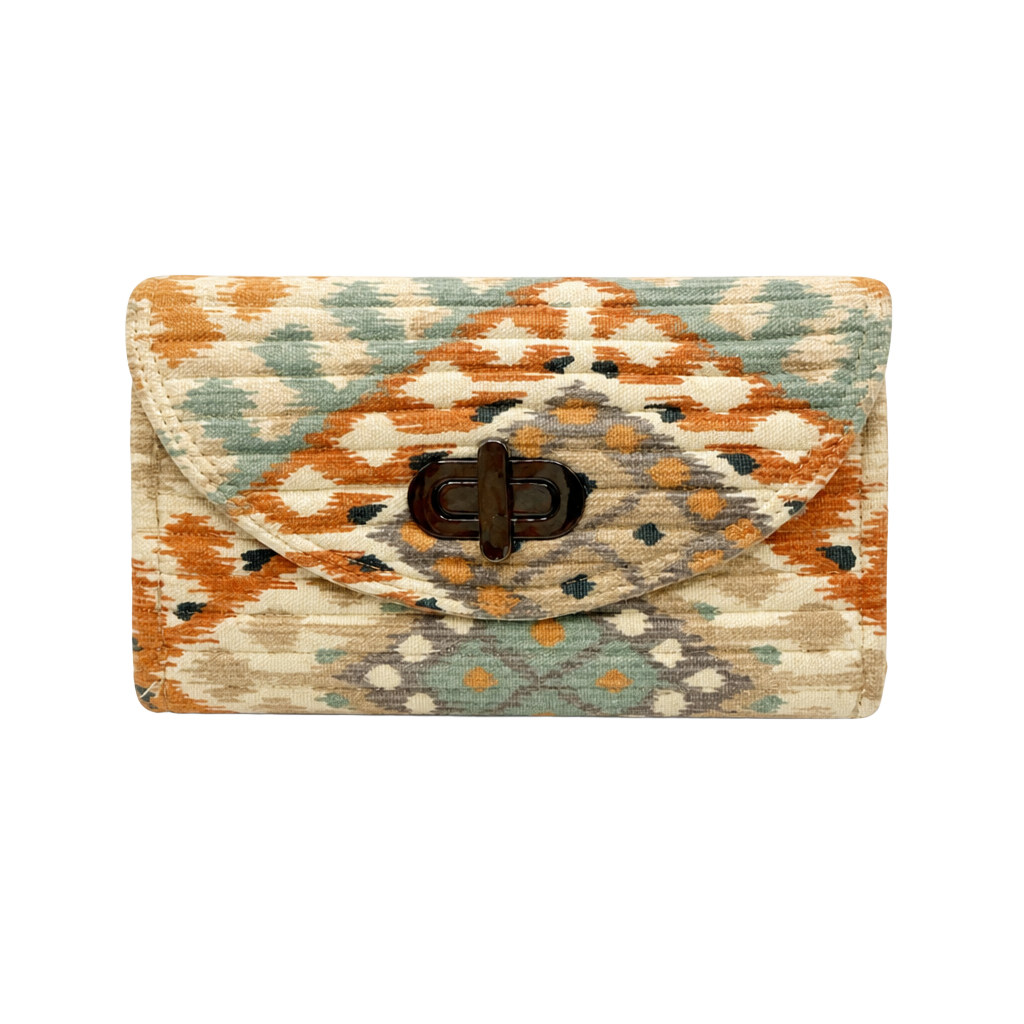 Stella & Dot Aztec Print Quilted Slim Clutch Wallet 1
