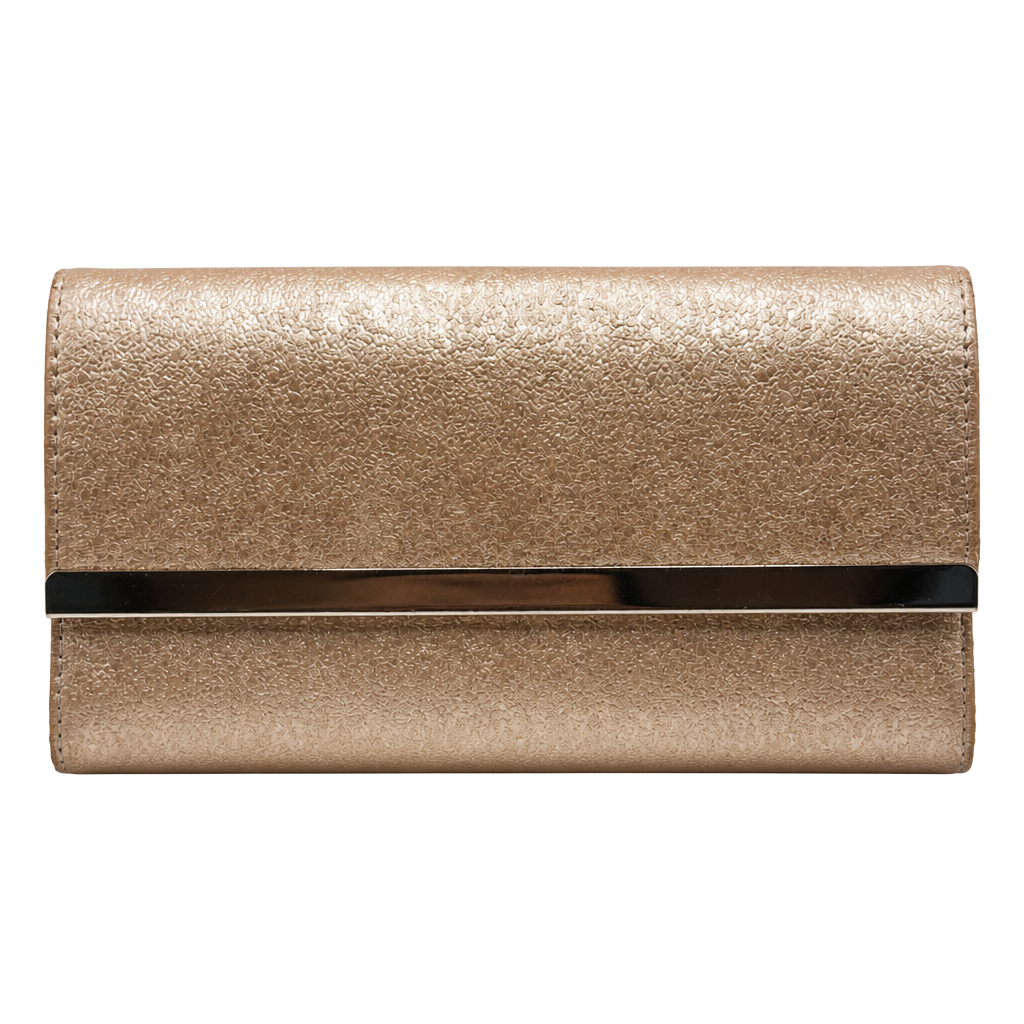 A New Day Rose Gold Sparkly Faux Leather Women's Small Rectangle Snap Clutch 1