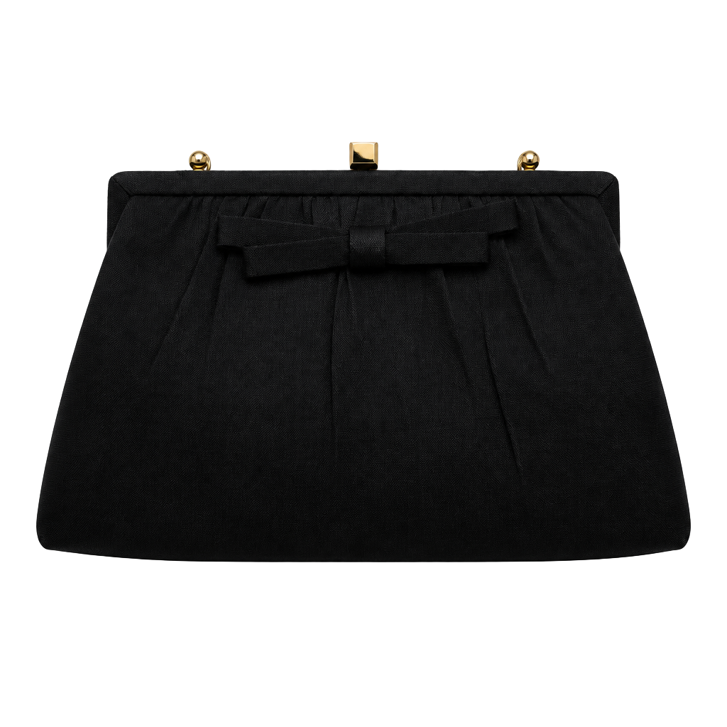 After Five by L & M Vintage Black Satin Evening Bag Clutch with Bow 1