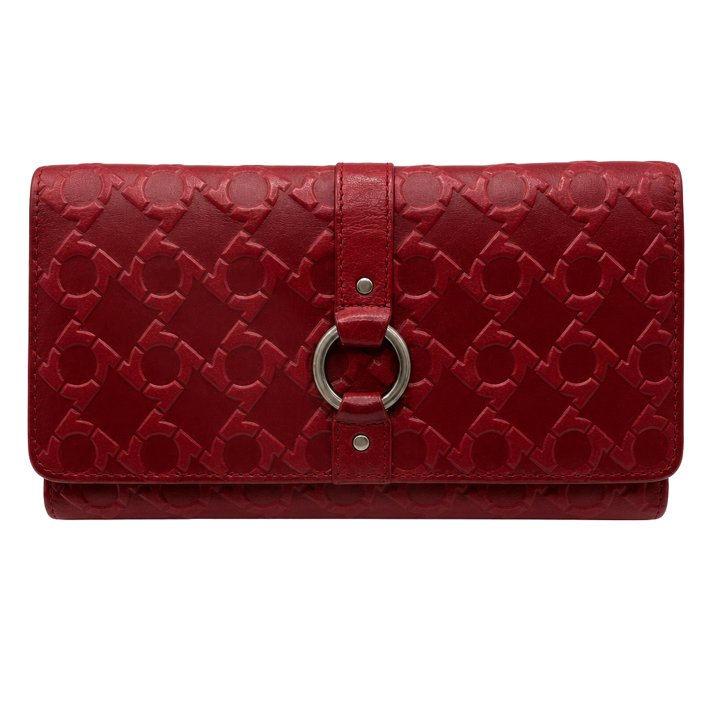 Kenneth Cole Reaction Red Embossed Logo Tri-Fold Wallet 1
