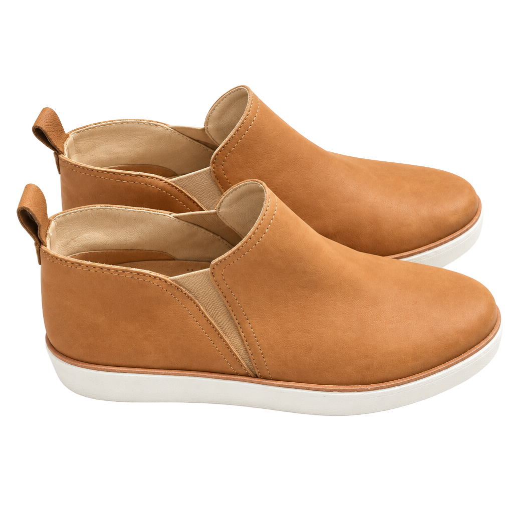 J/Slides Mika Platform Slip On Sneakers Size 7 Tan Leather 1