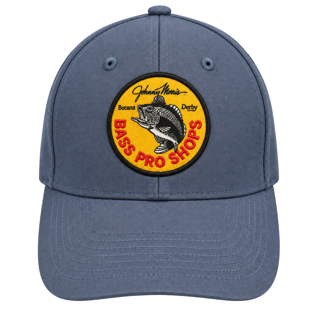 Bass Pro Shops Johnny Morris Brown Derby Canvas Cap Gray Adjustable Hat 1