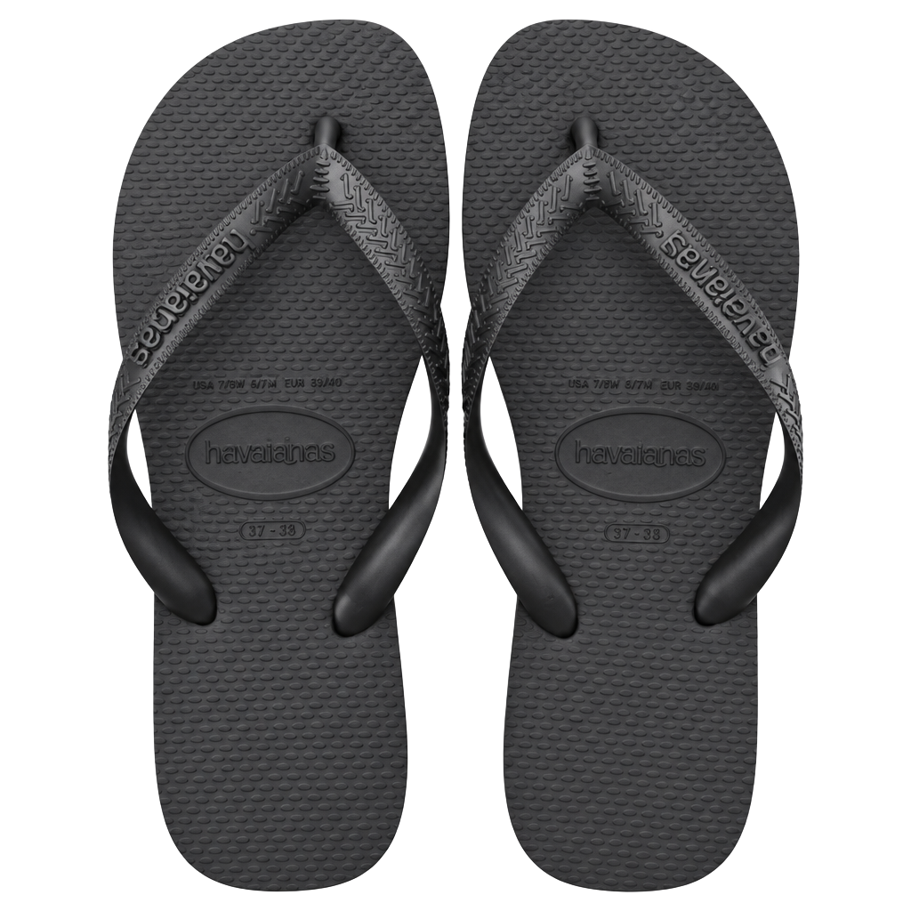 Havaianas Top Logo Pop Up Flip Flops Size 7/8 W 6/7 M Black Thong Sandals New 1