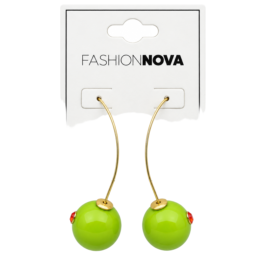 Fashion Nova Olive Martini Pimento Drop Earrings Green Gold 1