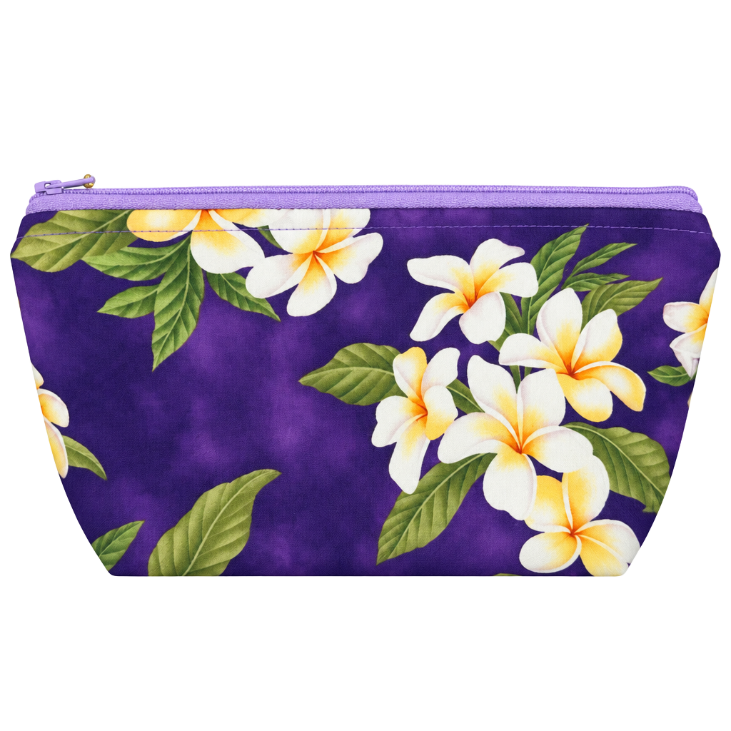 Plumeria Hawaiian Floral Print Zippered Travel Pouch 1