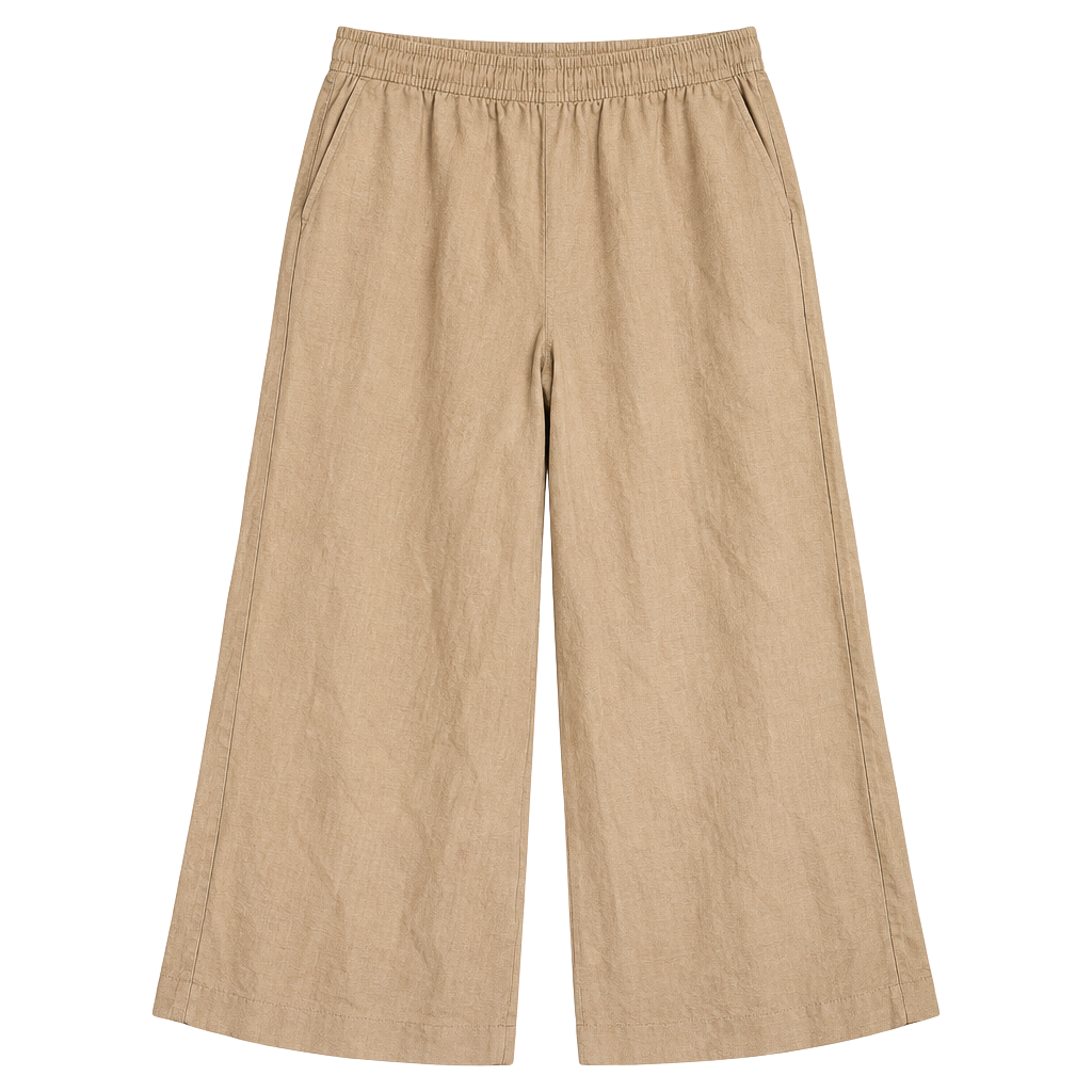 ON 34TH Pull-On Wide Leg Pants Size 1X Beige Linen Blend 1