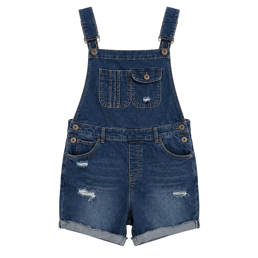 Wax Jean Dark Blue Kids Denim Short Overalls L 1