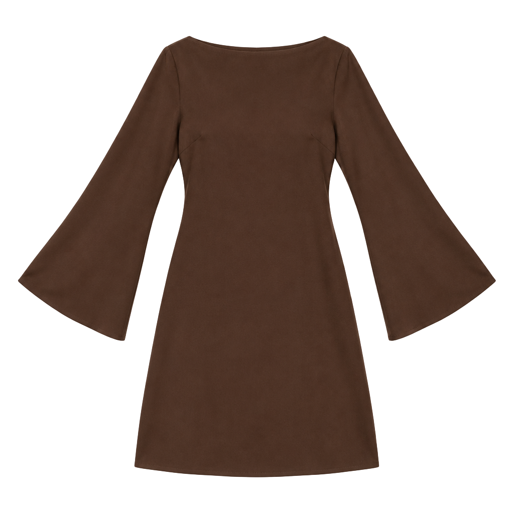 a new day Brown Long-Sleeve Fitted Dress 1