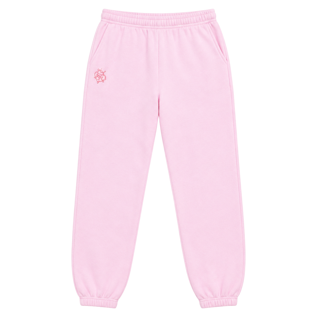 Roller Rabbit women’s Light Pink Kids Sweatpants with Orange Logo S 1