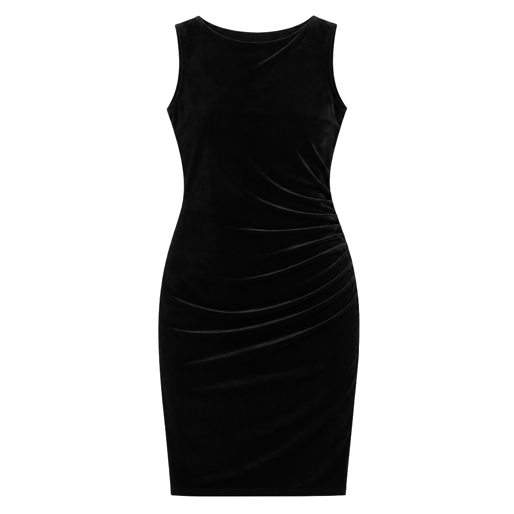 wild fable Black Velvet Mini Dress with Chain Detail 1