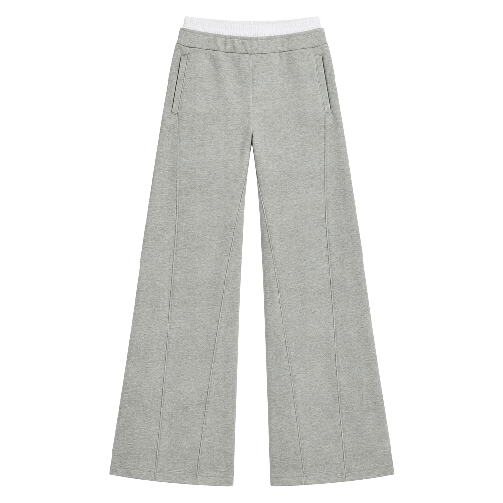 JoyLab Light Gray Drawstring Track Pants with White Waistband L 1
