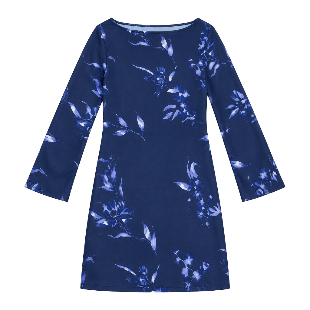 a new day Navy Floral Long-Sleeve Shift Dress 1