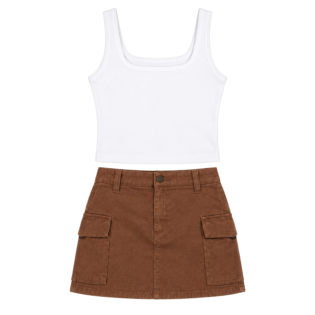 FAVLUX Rust Brown Cargo Pocket Mini Skirt women’s L 1