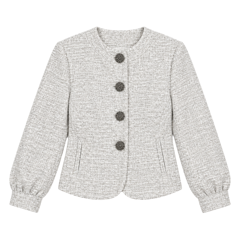 Mossimo Women’s Cream Textured Cropped Button Jacket M 1