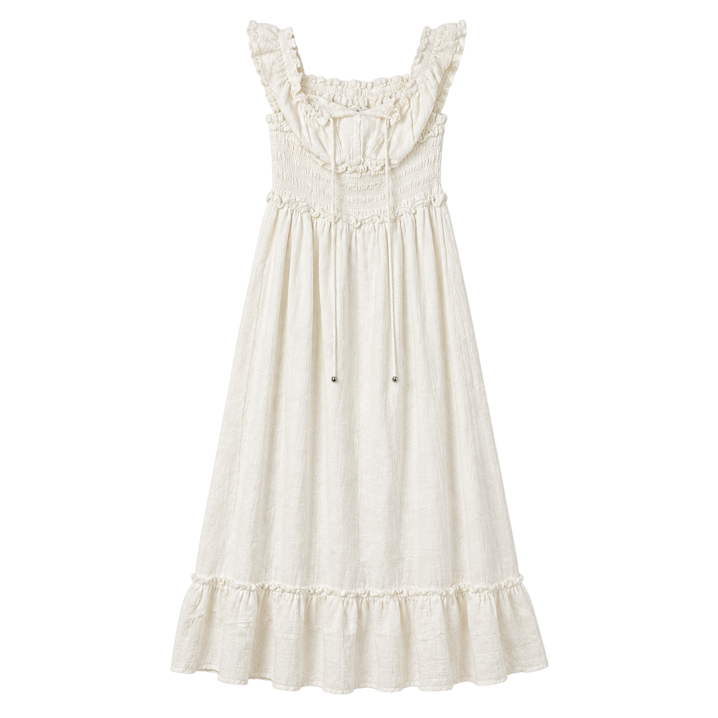 steele. Smocked Midi Dress Size XS White Ruffle 1