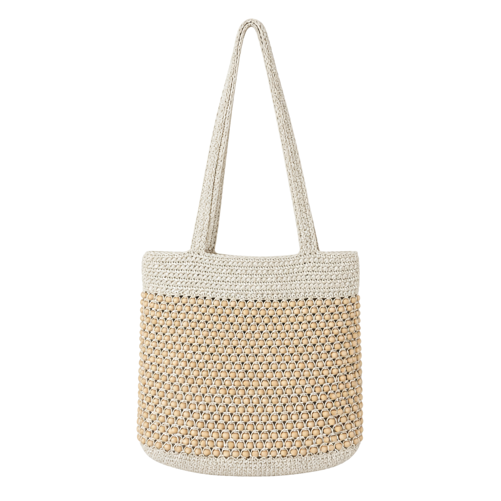 Madewell Beaded Crochet Tote Bag Beige 1