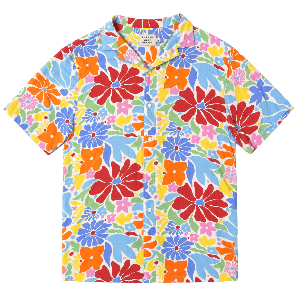 Thread Wave Floral Short Sleeve Button Down Shirt 1