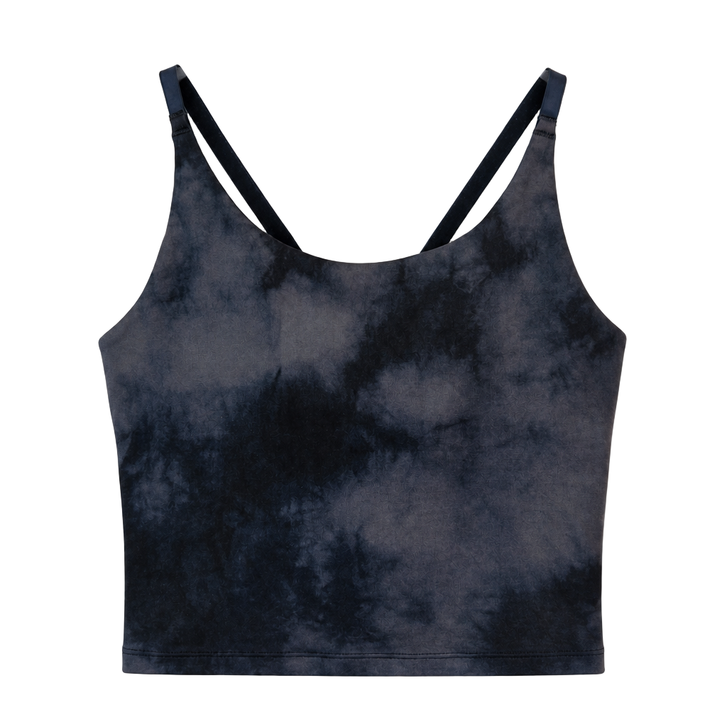 GapFit Recycled Power Adjustable Strap Sports Bra Crop Top - Navy Tie Dye 1