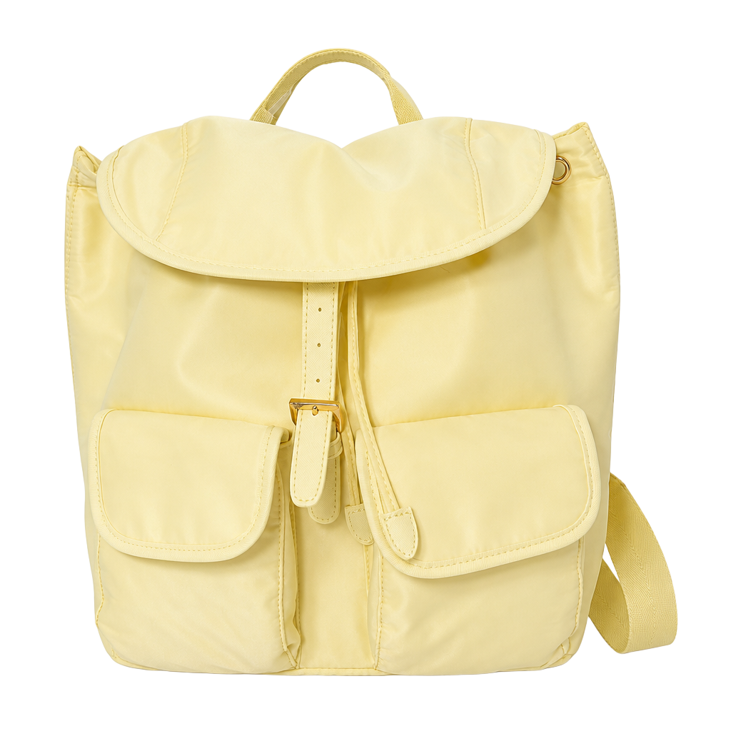 Year of Ours Nylon Drawstring Lightweight Backpack in Butter Yellow 1