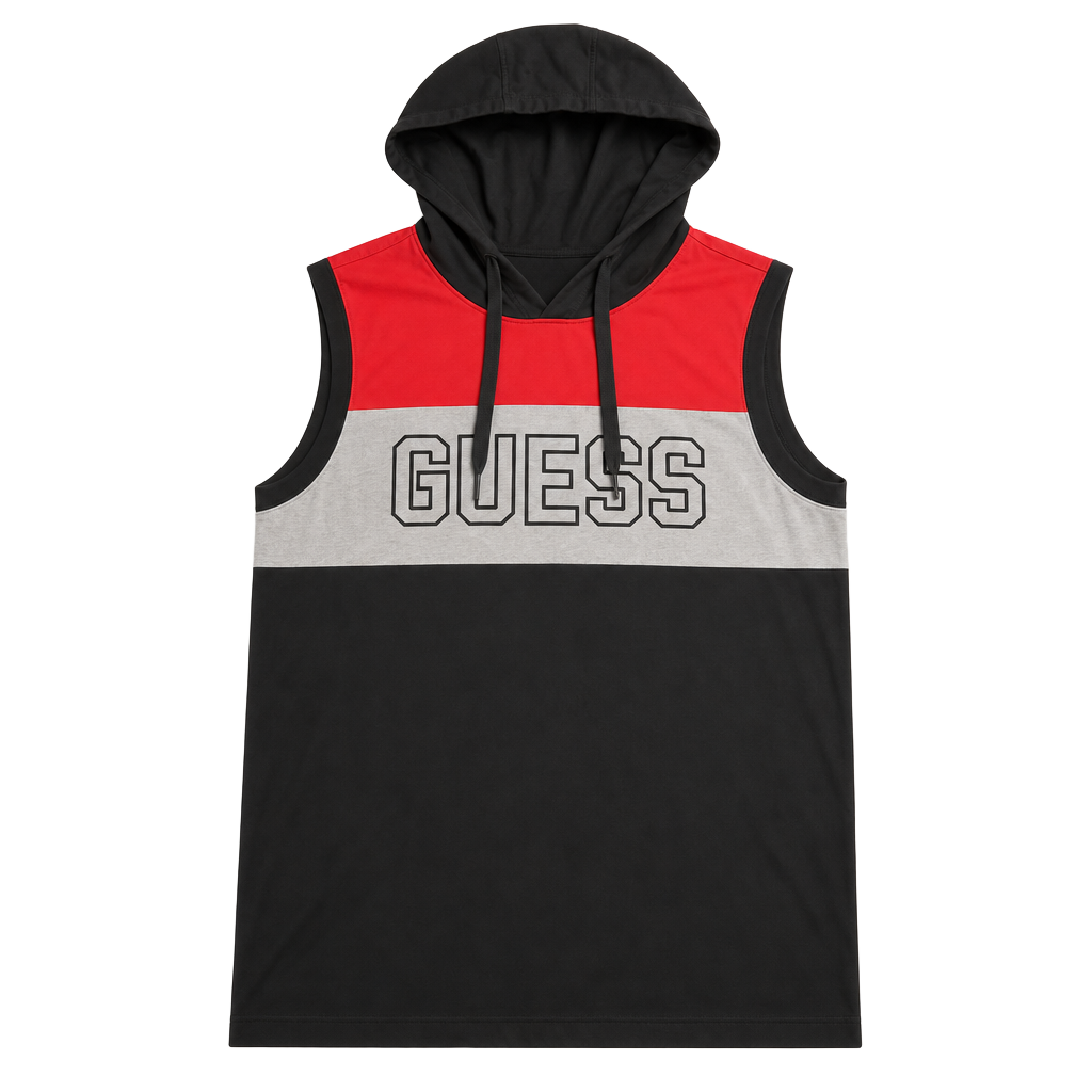 GUESS Los Angeles Men's Sleeveless Colorblock Logo Hooded Tank Top 1