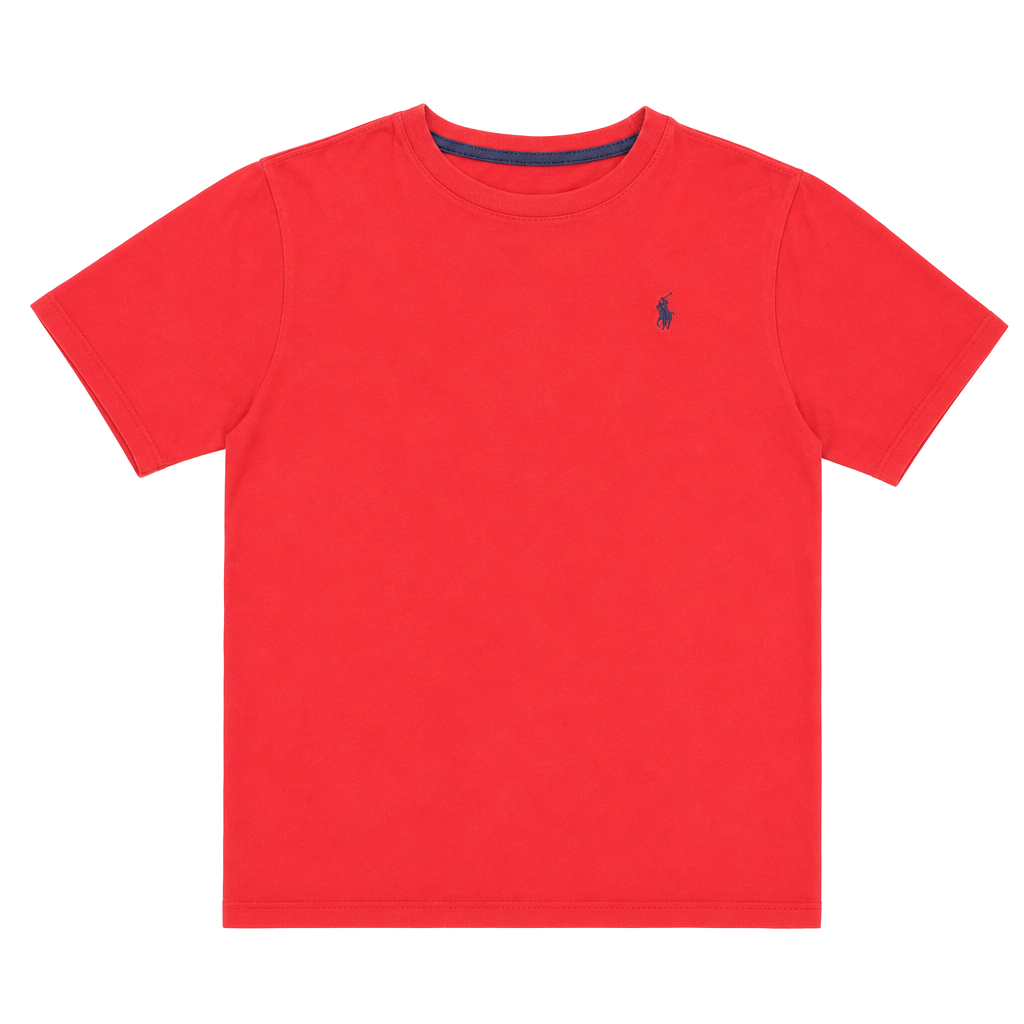 U.S. Polo Assn. Boys Red Short Sleeve Crew Neck T-Shirt with Navy Trim 1