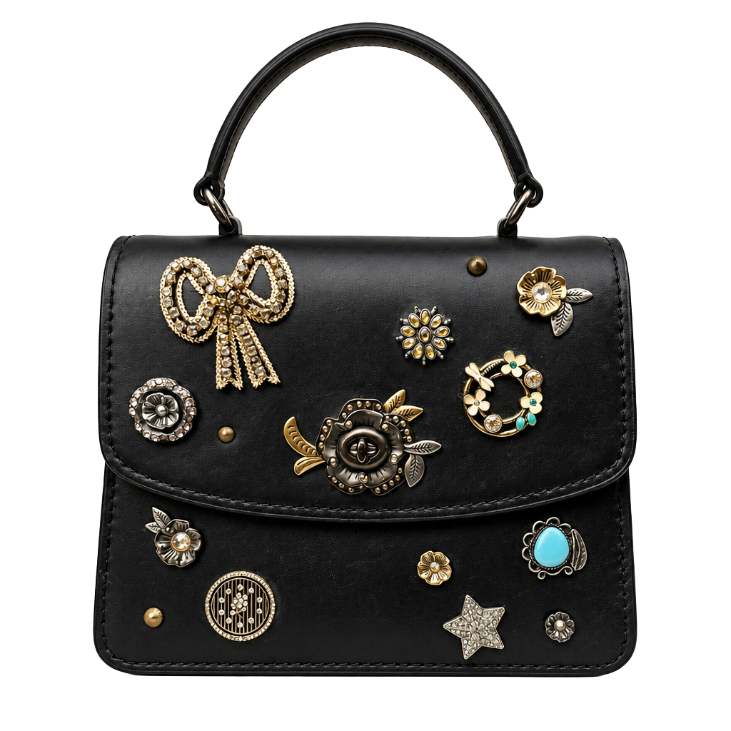 COACH Bijou Handbag Shoulder Bag Black Embellished 1