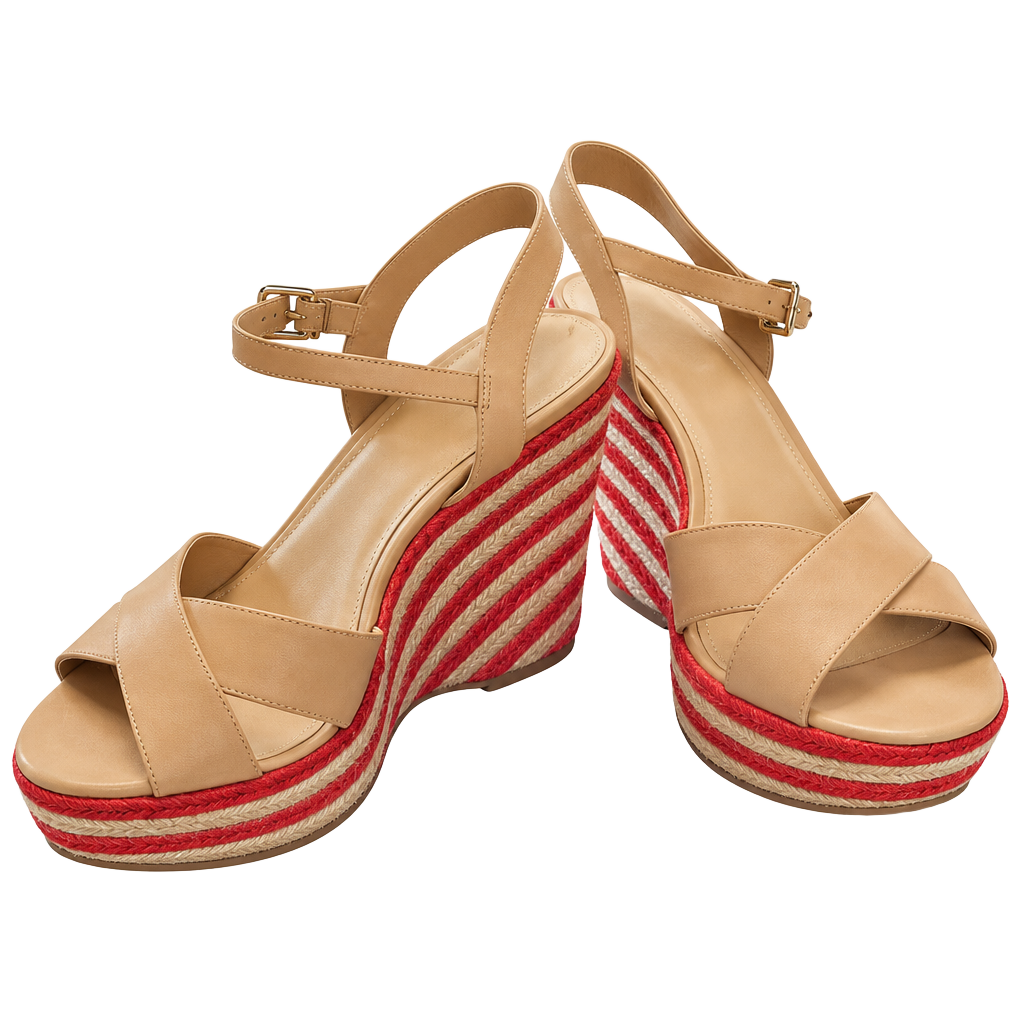NWT Via Spiga Evelina Leather Striped Wedge Sandals Size 8.5 1
