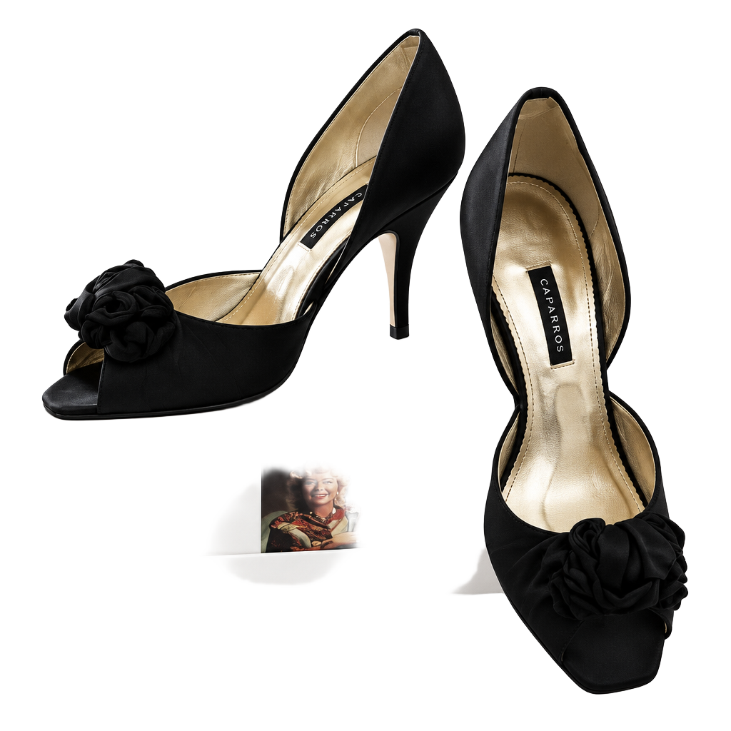 NWT Caparros Black Satin D'Orsay Formal Heels Size 9 1