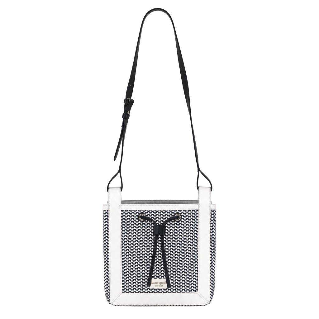 Kate Spade Small Bucket Bag Woven Blue White Crossbody Bag 1