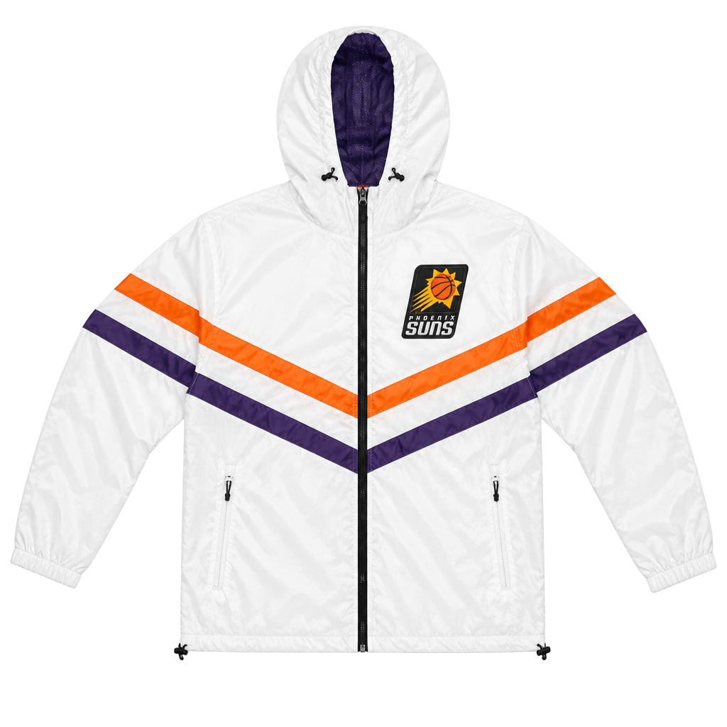 NBA Phoenix Suns Windbreaker Jacket Medium White Full Zip Hooded 1
