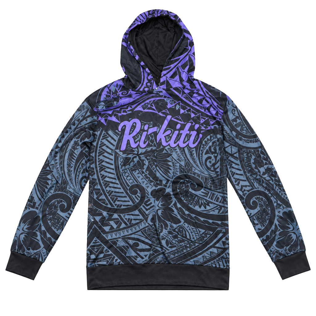 Rikiki Tribal Waterfall Hoodie Size XL Black Purple Graphic Pullover 1