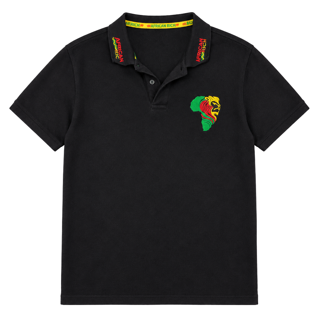 African Rich Polo Shirt Size L Black 1