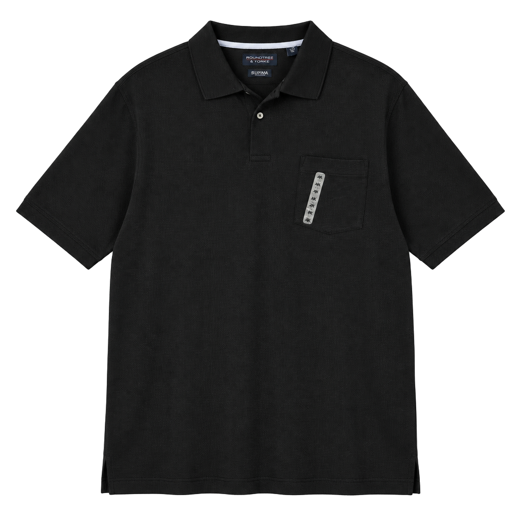 Roundtree & Yorke Polo Shirt Size 4XB Black Supima Cotton Pocket NWT 1