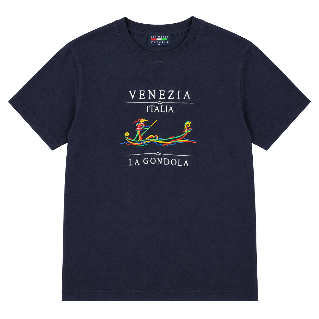 San Marco Venezia Italia T-Shirt Size M Black Embroidered Gondola 1