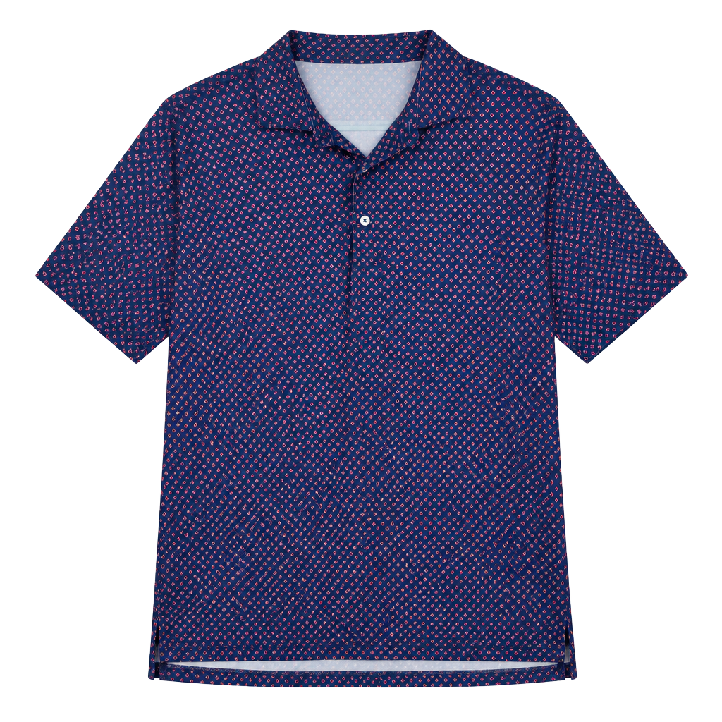 Turtleson Polo Shirt Size L Navy Pink Leaf Print Golf Performance 1