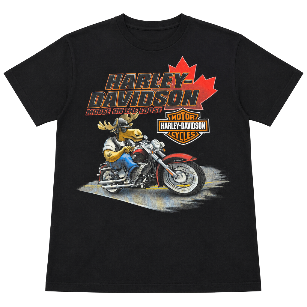 VTG 2015 Harley-Davidson Banff Canada Moose On The Loose Graphic T-Shirt Size L 1