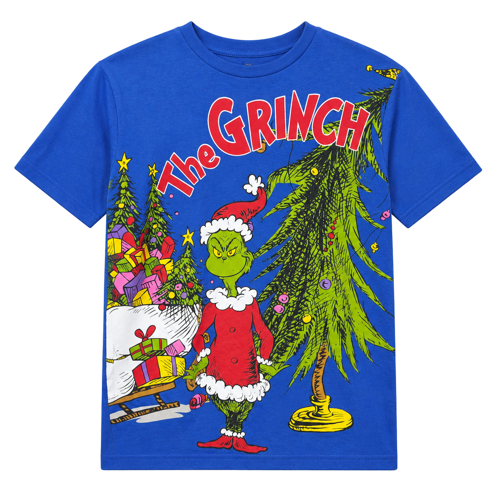 Dr. Seuss The Grinch Graphic T-Shirt Size S Blue Christmas 1