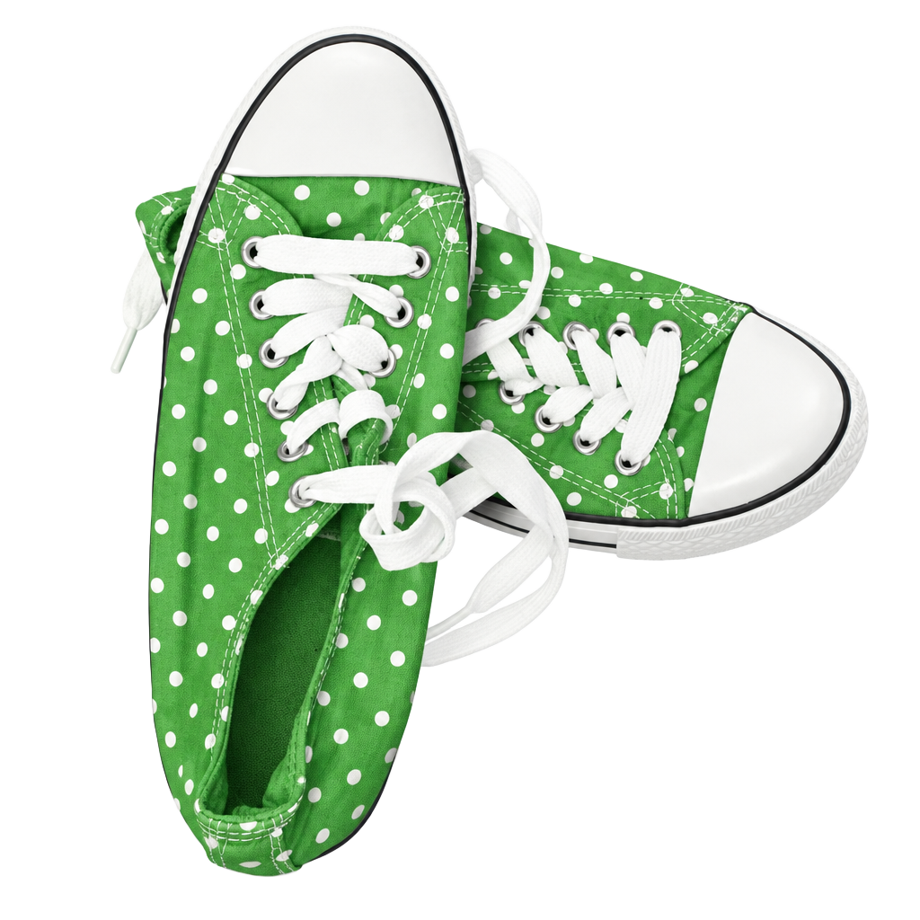 Low Top Sneakers Green White Polka Dot 1