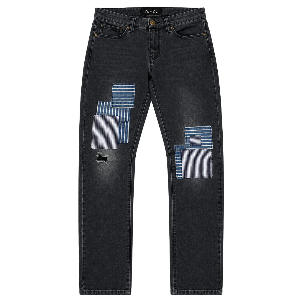 Rue 21 Skinny Arc Supreme Flex Jeans Size 32/34 Dark Wash Distressed Patchwork 1